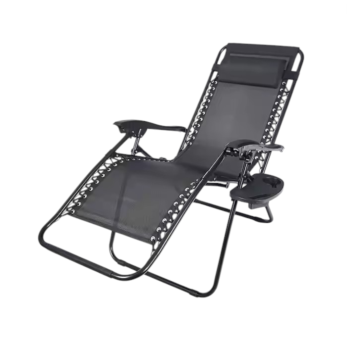 Șezlong Portabil AT PERFORMANCE®, de Lux, Modern, Scaun Reclinabil, Pliabil pentru Plajă și Grădină, cu Suport pentru Pahare